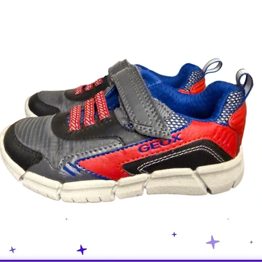 Geox Flexyper Kids' Sneakers in Gray, Red, and Blue-NWOT Size 10.5